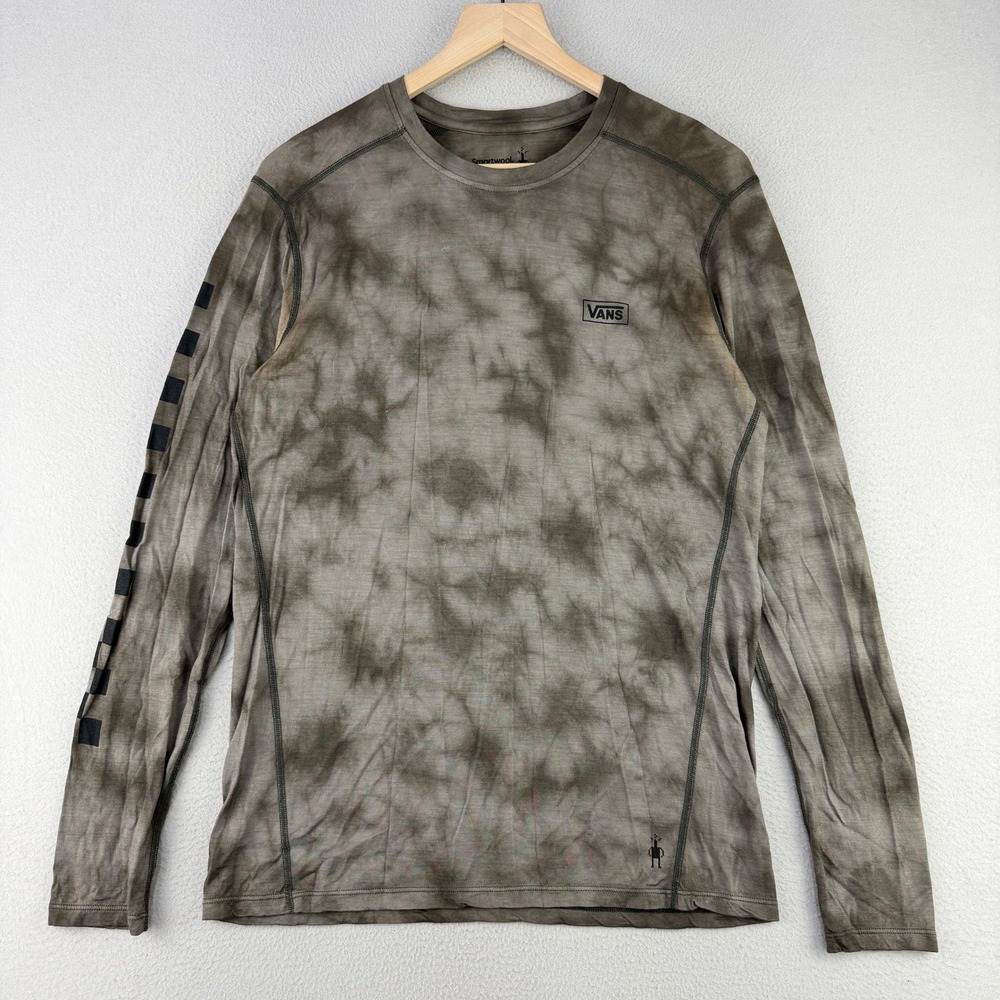 Smartwool Vans Merino 150 Shirt‎ Mens Medium Gray Tie Dye Long Sleeve Crew Neck